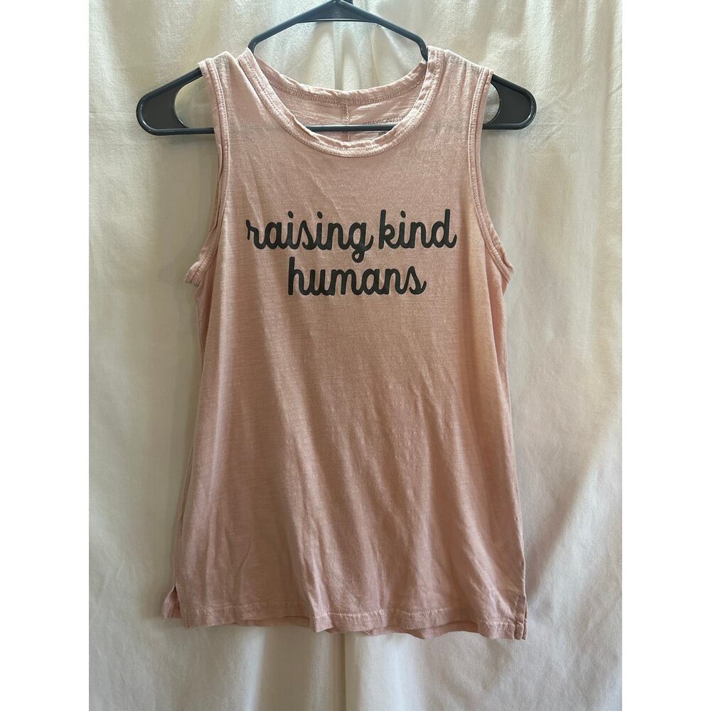 Grayson Threads “Raising Kind Humans” Tank Top XS Blush Pink Graphic